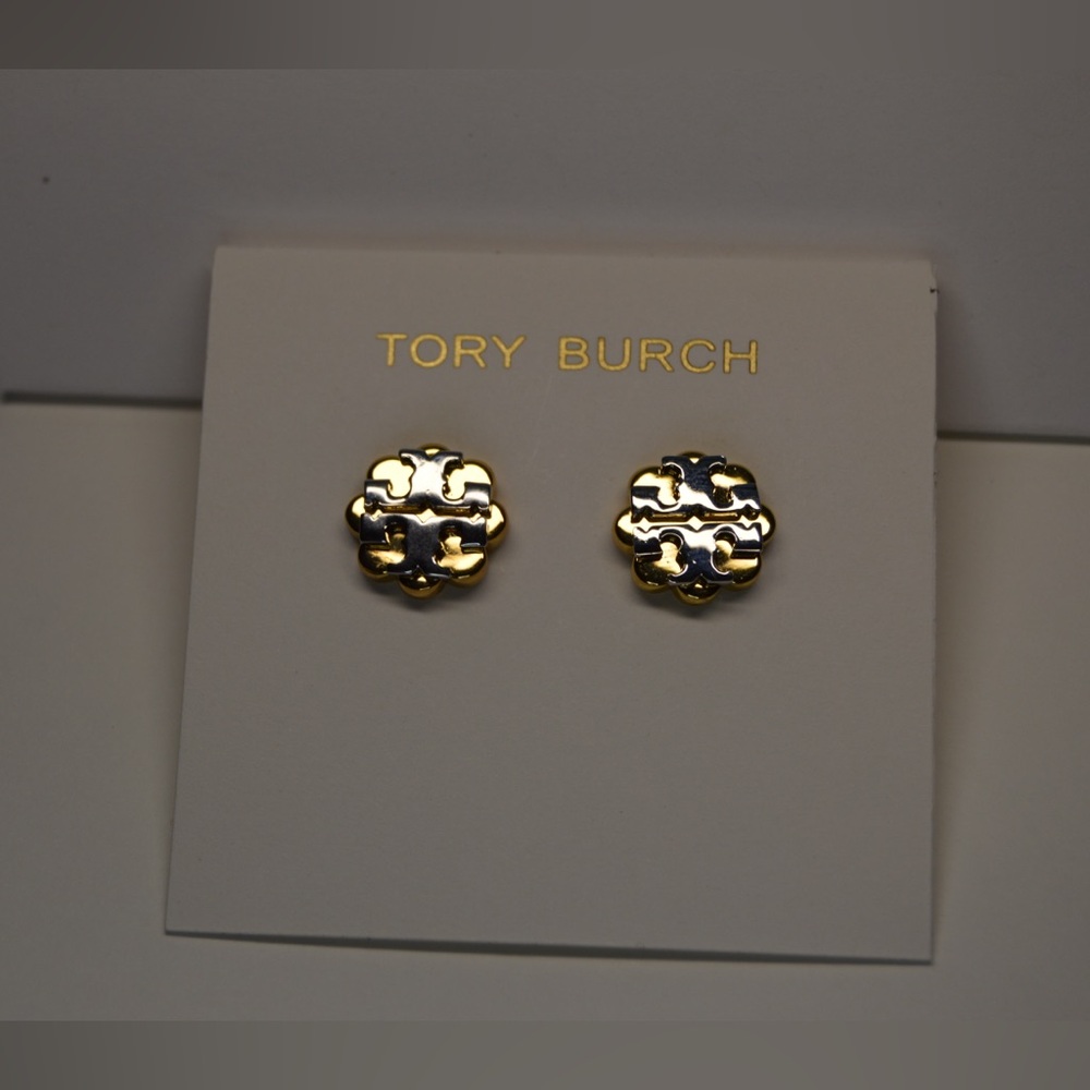COPY - Tory Burch ‘Two Toned Double T Logo’ Post Back Earrings